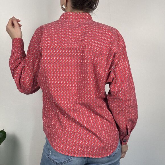 Vintage 80s 90s Red Paisley Print Button Up | Western Cowboy Shirt - Picture 4 of 12